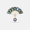 Chinese  Abalone Shell Fan Shaped Imitation Pearl Brooches For Unisex Popular Pins Jewelry Decoration Suit Party Gift