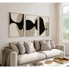 Neutral Abstract Wall Art Set, Boho Black & Beige Organic Shape Canvas Prints, Scandinavian Minimalist Home Decor Perfect Gifts