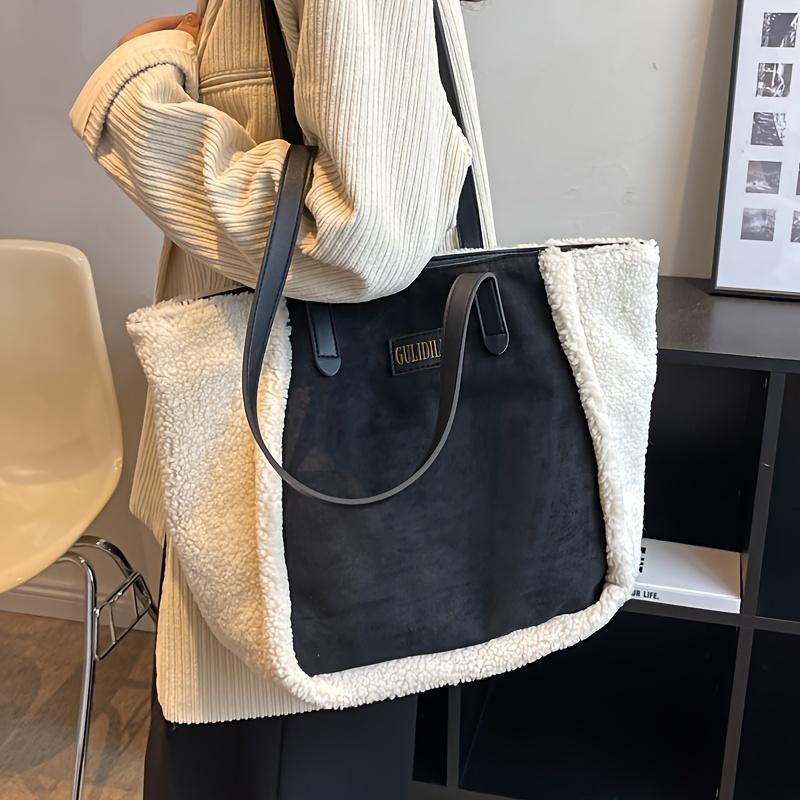 Women's Vintage Lambswool Fluffy Bag Frosted Shoulder Bag Suitable For Commuting Study Work Casual