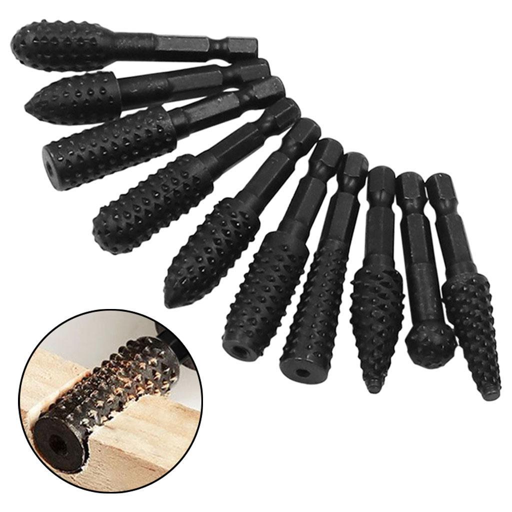 10 Pieces of Woodworking Rotary File Twist Drill, Grinding Head File, (1/4")