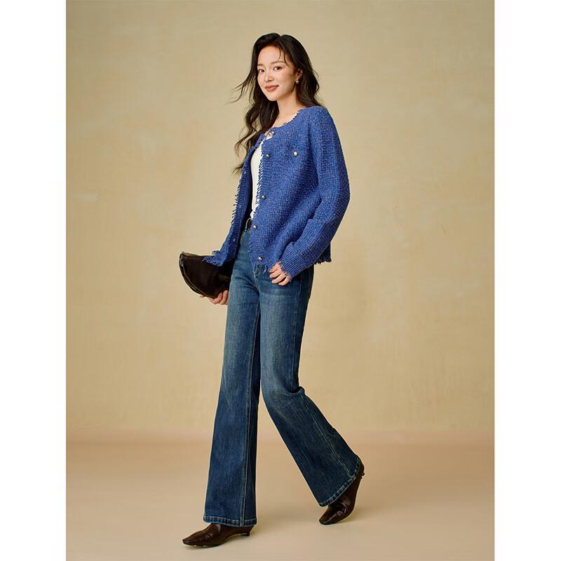 INMAN Tweed-Style Textured Knit Sweater