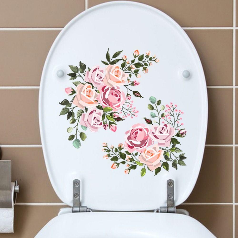 Removable Flower Butterfly Toilet Stickers Mildew-proof Toilet Lid Decals  Cabinet