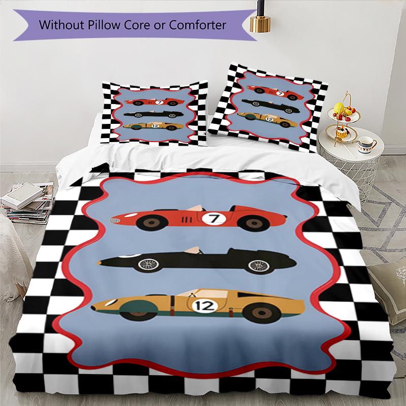 3pcs Car Bedding Set Duvet Cover Closure Includes 1 Duvet Cover & 2 Pillowcases, Soft and Comfortable for All Seasons.