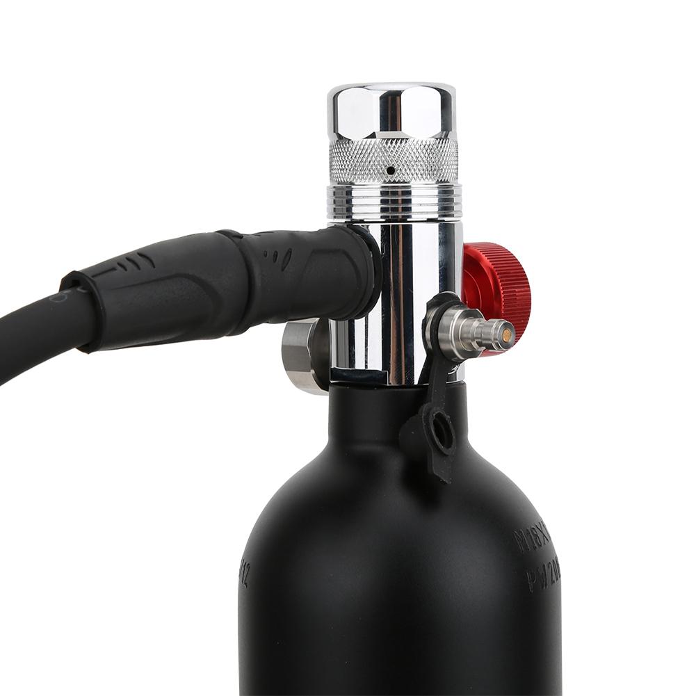 1L Diving Small Cylinder Rebreather with Pure Metal Secondary Breathing Valve Heads Black Diving Equipment