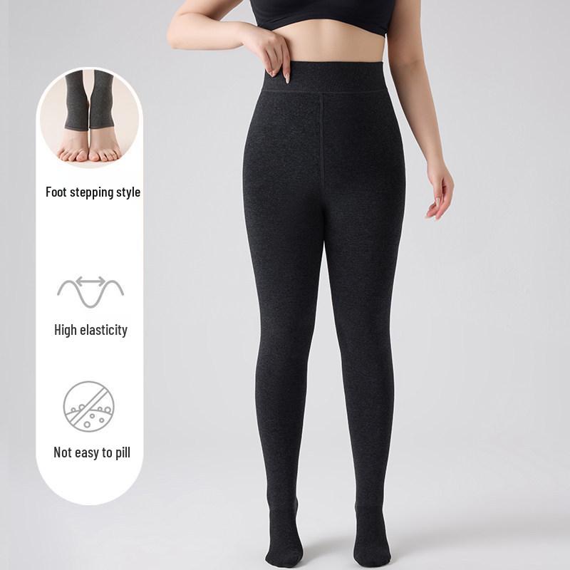 2025 Women s High-Waisted Slim-Fit Plus Size Winter Footed Leggings M