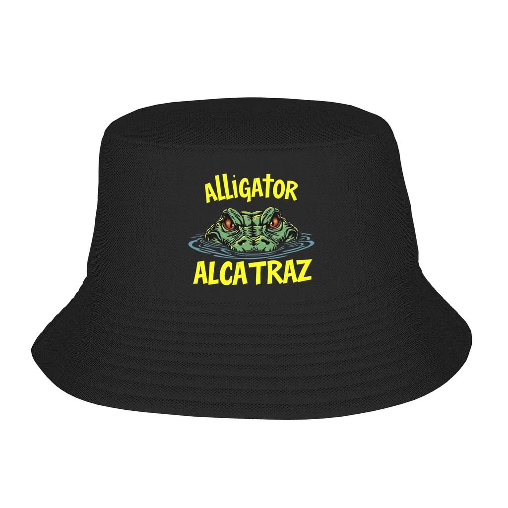 Alcatraz of Alligators Funny Animal Bucket Hat For Unisex Women Fisherman Hats Korean Beach Travel Caps Soft Fold Outdoor Sun Hats