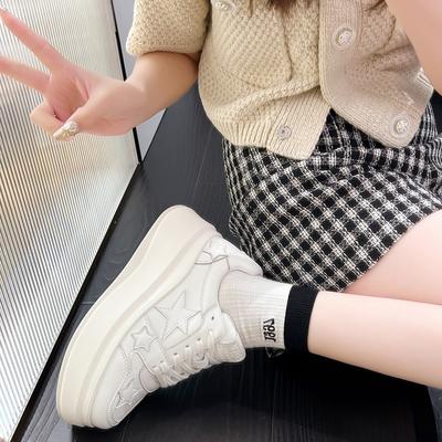 Popular Little White Shoes Women's 2025 New Soft Leather Korean Version Simple Platform Star Shoes Fashion Sports and Leisure Board Shoes Women