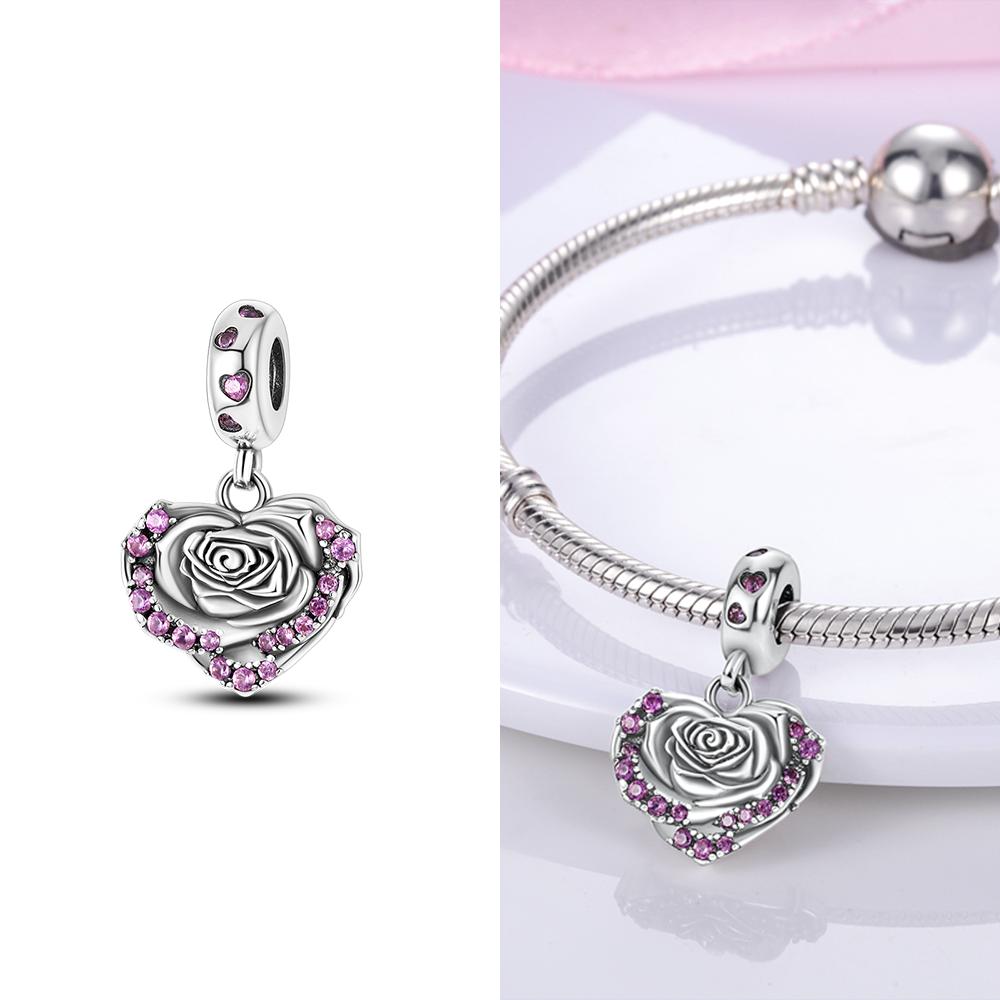 

Original Charms Copper Sunflower Rose Heart Envelope Pendant Beads Fit Bracelet Women Jewelry Diy Valentines Fine Gift