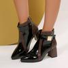Women  New Summer Sexy Ankle Boots Pointed Toe High Heels Shoes Chunky Heels Spring Zipper Short Boots  De Mujer