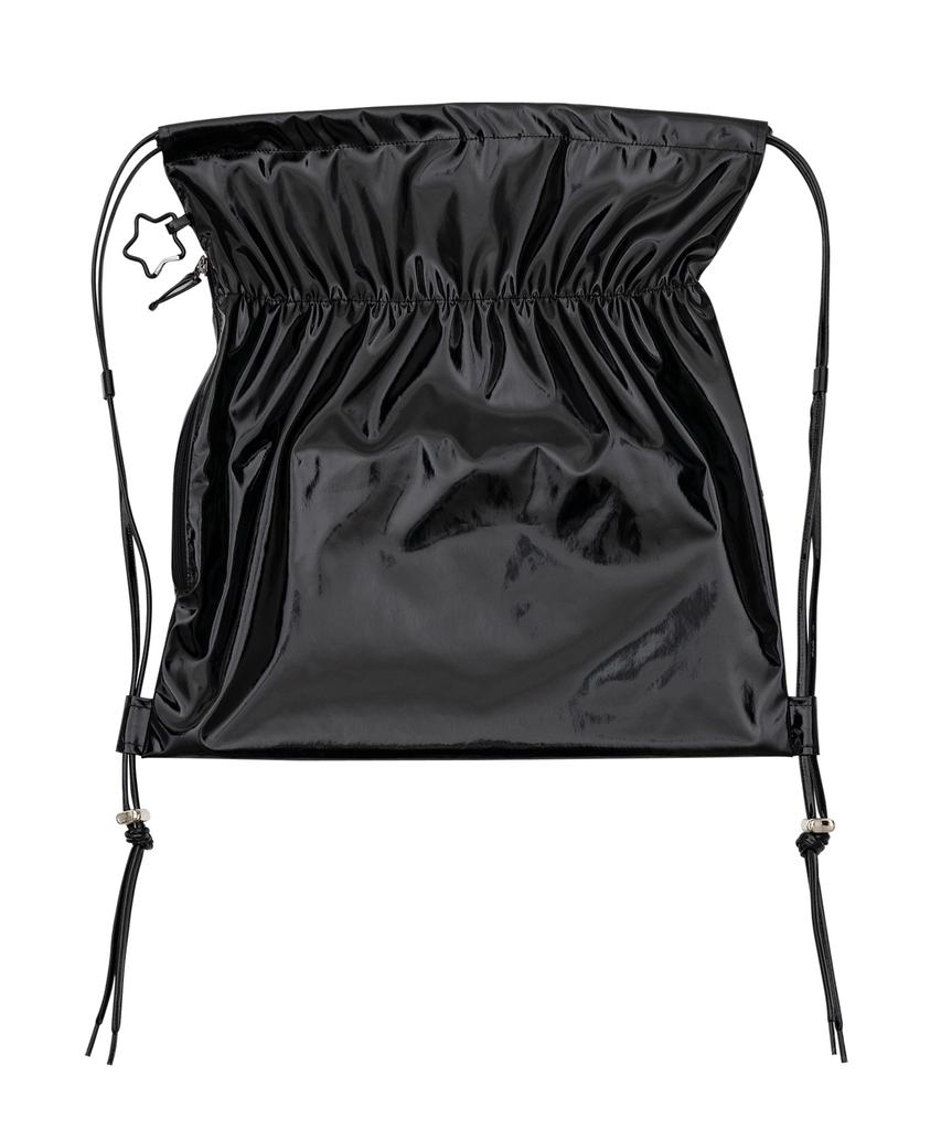 Damp Glossy String Backpack Black