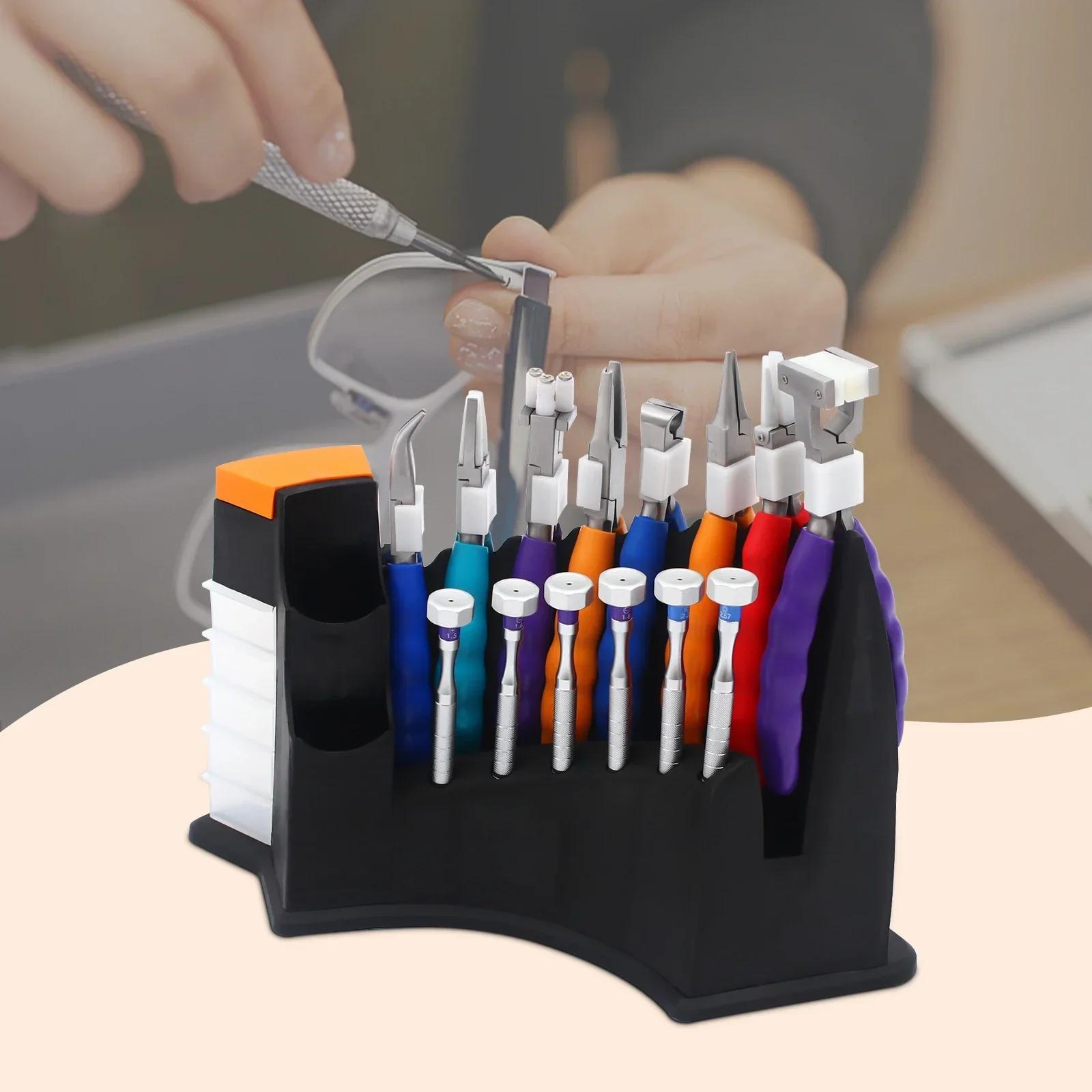 

Набор инструментов для ремонта очков, 14 шт., из нержавеющей стали, набор для ремонта очков со стойкой, 8 плоскогубцев и 6 отверток United States