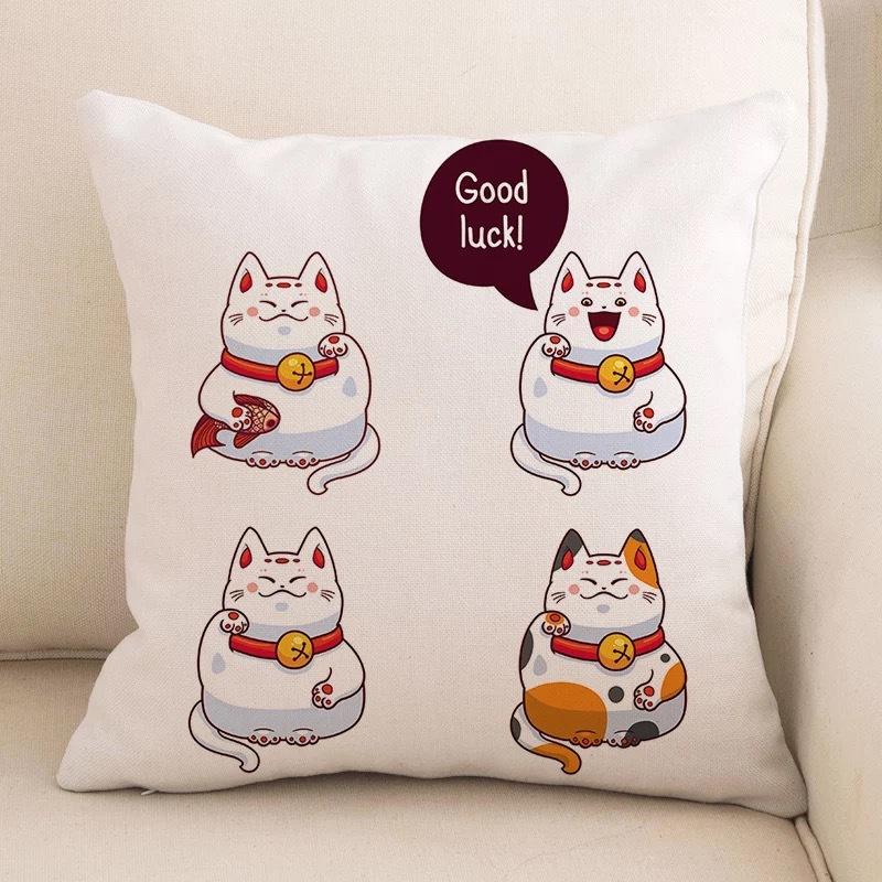 New Style of Lucky Cat Series Pillowcases, Home Office Sofa Pillow Cushion Covers, Seats