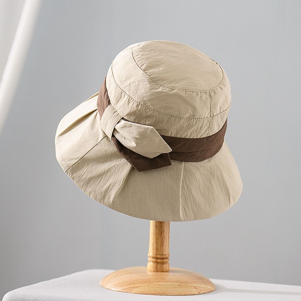Japanese-Style Solid Color Ladies Sun Hat Sun Protection Thin Style Dome Fisherman Hat Bucket Hat Summer Season