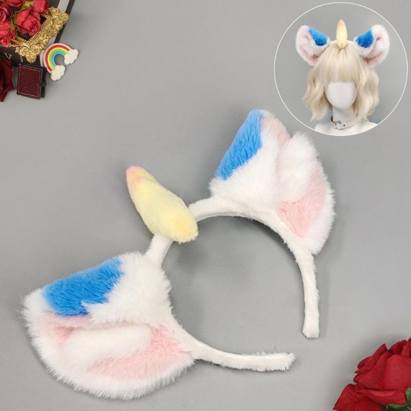 High Elasticity Plush Headbands Featuring Cute Mythical Ears Face Washing Soft Material Sensitive Skin Friendly