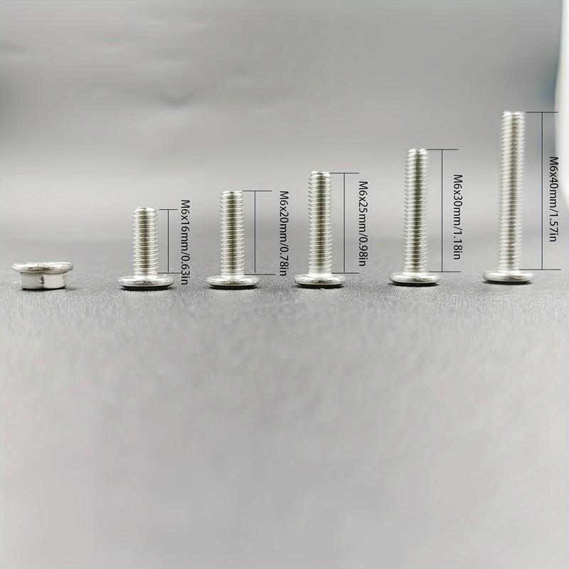 184pcs M6 Stainless Steel Beveled Flat Head Hex Socket Head Screws, Flange Nuts, Furniture Screws, Bed Repair Screws