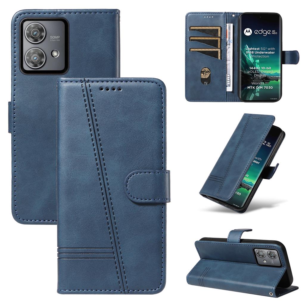 Embossed Lines Cards Solt Wallet Book Leather Case For Moto Edge 40 NEO G32 G54 G84 G04 G24 G14 E40 E30 E20 Flip Stand Cover