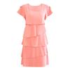 Women's Short Sleeve Crew Neck Ruffle Tiered Layered Flowys Swing Long Midi Dress Summer Dresses Casual Loose Dresses