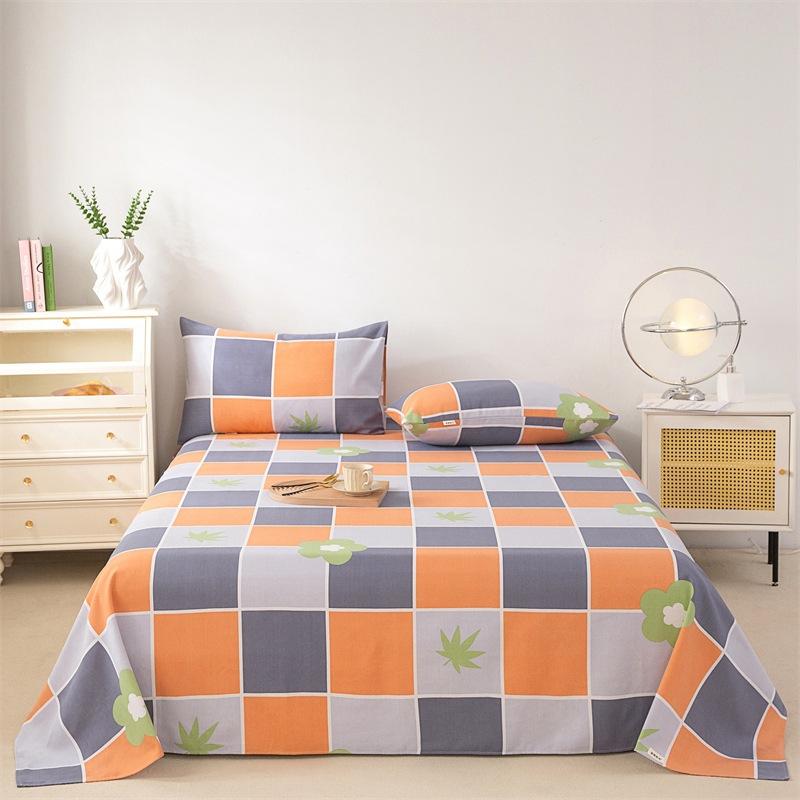 Pure Cotton Thick Bed Sheet Single Piece Bedding Set For Students Dormitory Soft Cool Bed Sheets With Pillowcases 3 Piece Set