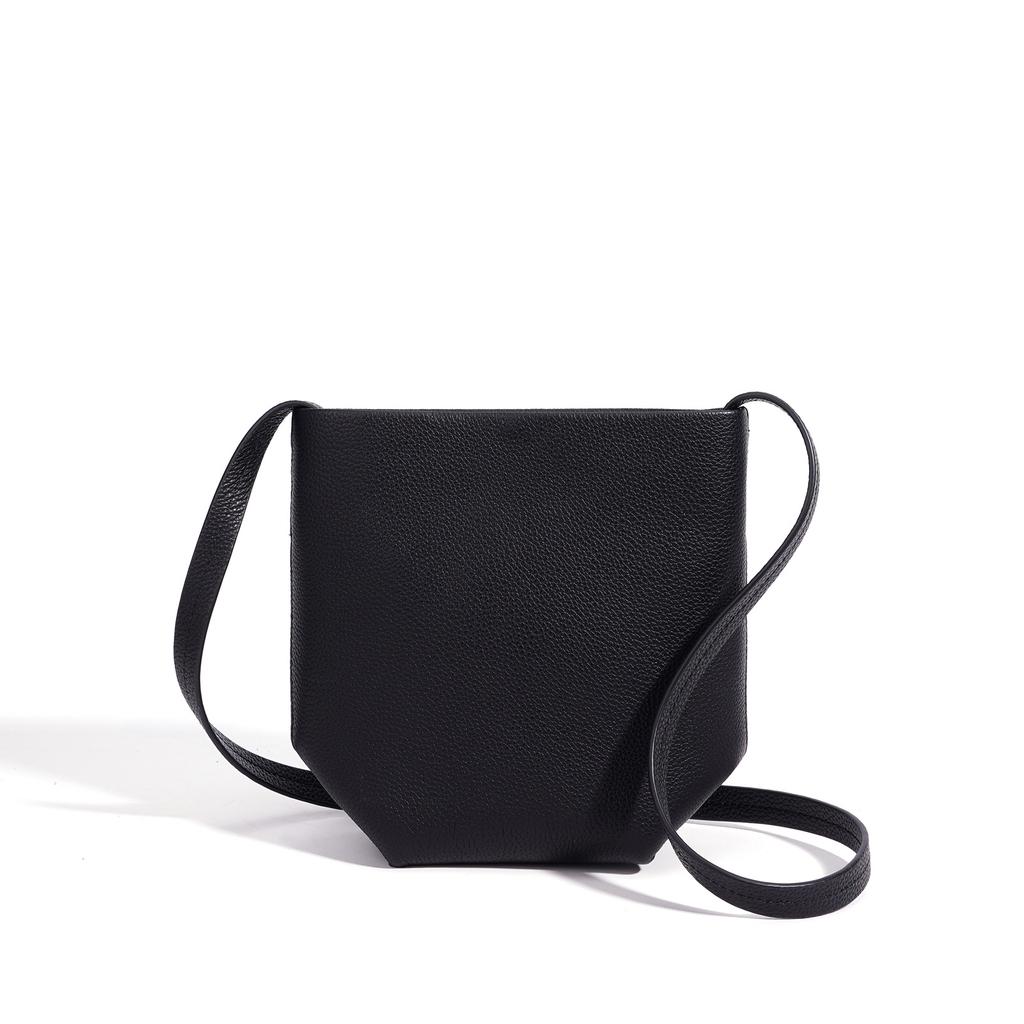 New Korean-style Minimalist Phone Bag, Genuine Leather Versatile Shoulder Bag, Mini Crossbody Bag, Small Bucket Minimalist Women's Bag