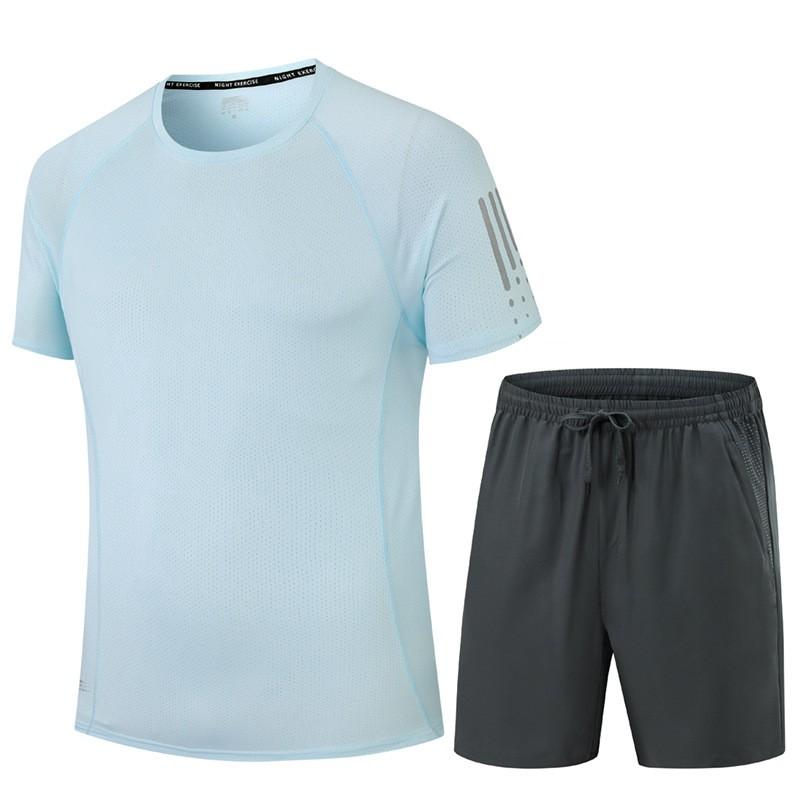 Unisex Breathable Ice Silk Short Sleeve Set Casual Sportswear Running Cycling Dance