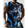T-shirt da Uomo Estiva Senza Maniche con Stampa 3D Moda Versatile Traspirante Tendenza Casual