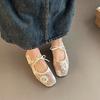Große Feen-Einzel-Schuhe Frühling und Sommer Flach Netz Pailletten Spitze Atmungsaktiv Mary Jane Schuhe