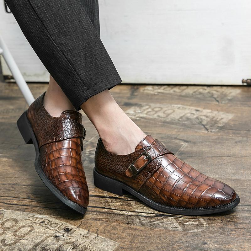 Men's Shoes Large Size New Casual Leather Shoes Fashion One-pedal Loafers Monk Shoes British Trendy Shoes