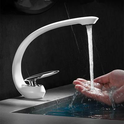 Creative Bathroom Sink Faucet Tap White Brass Wash Basin Faucets Single Handle Hot and Cold Waterfall Modern Elegant Mixer Tap