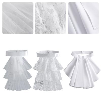Multiuse Lace Jabot Collar Vintage Victorian Costume Collar Cosplay Accessory Decorative Neck Collar for Stage Perfomers