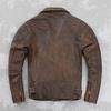 Chinesische Größe Rindsleder Ledermantel Herren Retro Distressed Motorrad Fahrradbekleidung Trendy Jugend LapeSpring und Herbst Mantel