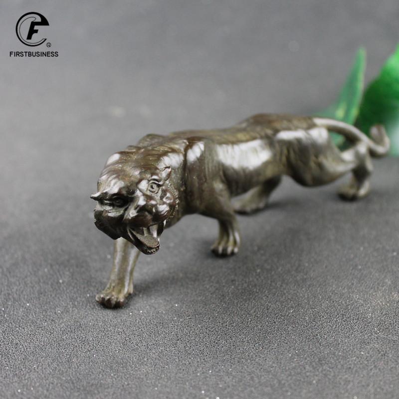 Antique Heavy BIG TIGER Figurine Miniature Desktop Ornament Retro Metal Lucky Beast Statue Home Decoration Craft Accessories
