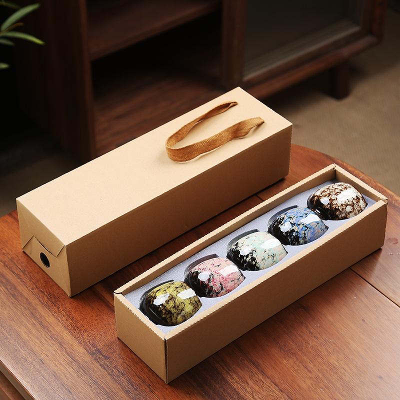 

5 шт./уп. Керамический набор для чая Кунг-фу Глазурь Тяньму Цзяньчжань Мастерская чашка Чайная чашка Чайная чашка Маленькая чайная пиала 5PCS