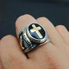 Hot Sale Men's Rose Gold Silver Color 316L Stainless Steel Christian Holy Cross Ring Hand of God
