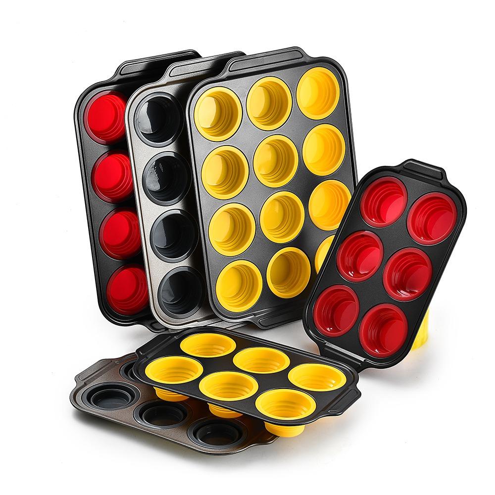 Easy To Demold Carbon Steel Silicone Baking Pan Nonstick Cupcake Baking Tray Muffin Tray  Bakery