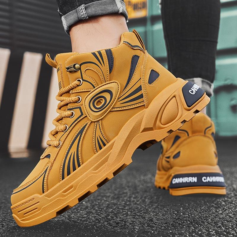 

Персонализированные трендовые мужские ботинки высокие ботинки Мартина мужские универсальные рабочие ботинки-локомотивы осень и зима 2024 большие желтые ботинки мужские 44