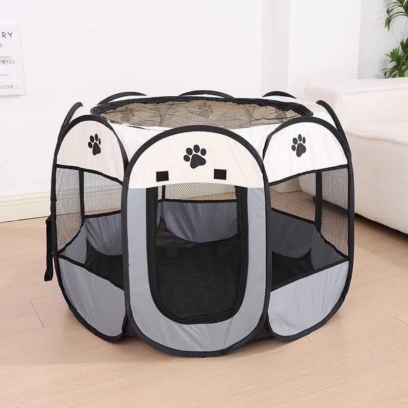 Pet Octagonal Cage & Fence: 600D Oxford Cloth, Washable & Scratch-Resistant for Cat & Dog Birthing.