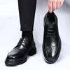 High Quality Men's Genuine Leather Block Business Leather Shoes Fashionable Carved Men Lace Up Comfortable Wedding Banquet Shoes