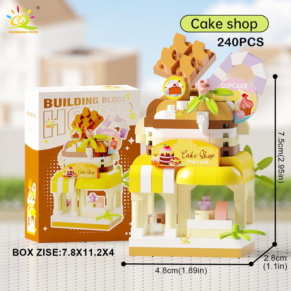 MOC Street Shop model Micro Building Block Burger Fried Flower Model Mini Brick Toy for Children Desk Decoration