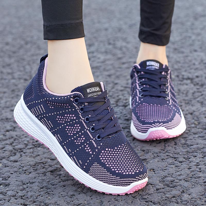 Sneakers For Women Fashion Breathable New Comfortable Soft Sneakers Women Mesh Fabric Lace Up Woman Shoes Female Footwear