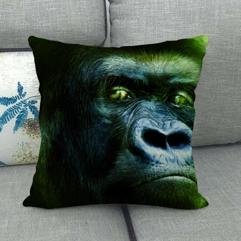 Animal Head Linen Pillow Cover 45x45cm American Country Style Decorative Cushion