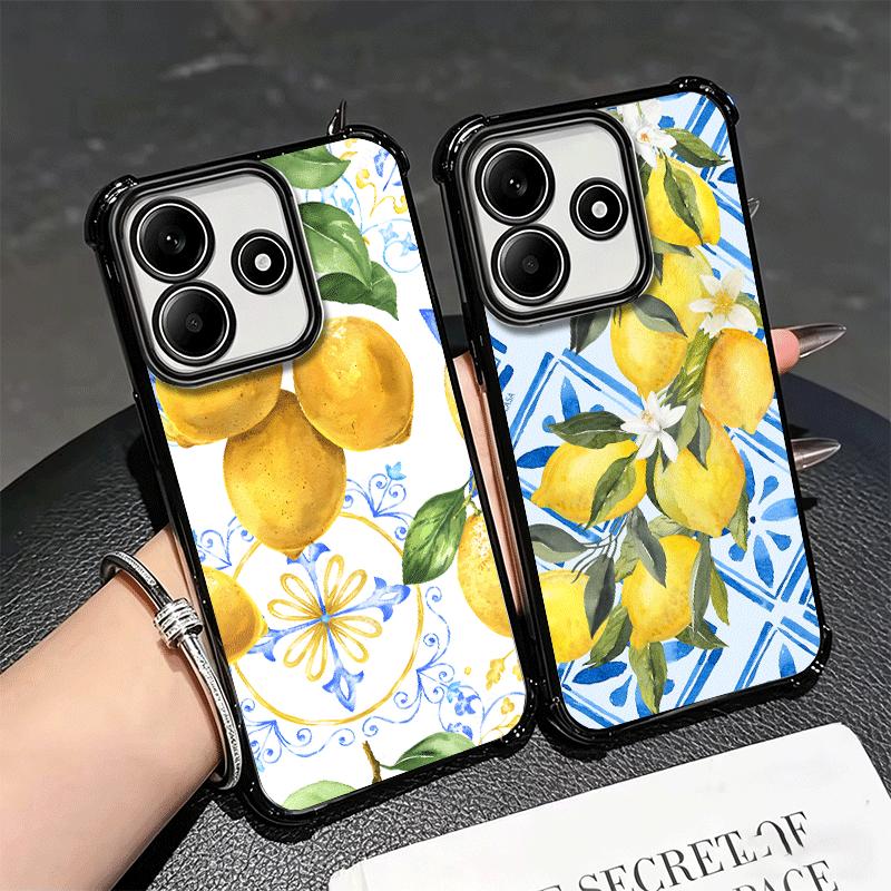 Summer Fruits Lemon Soft Phone Case For Xiaomi Redmi Note 14 15 Pro Plus 13 12 11S 11T 5G 10 9S 9 Plating Anti-Fall Fundas