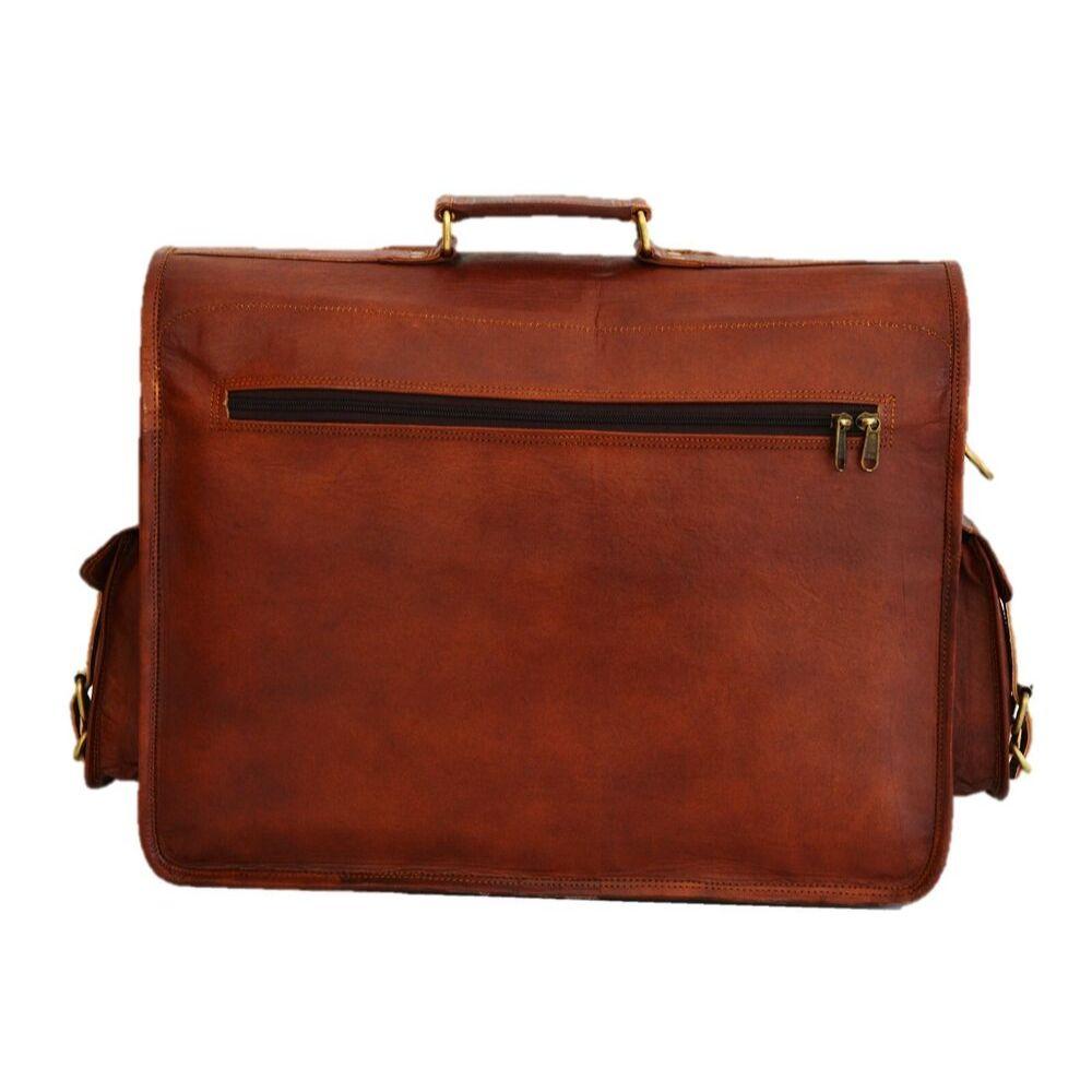 Goat Leather Messenger Shoulder Briefcase Men Laptop Satchel Vintage Genuine Bag