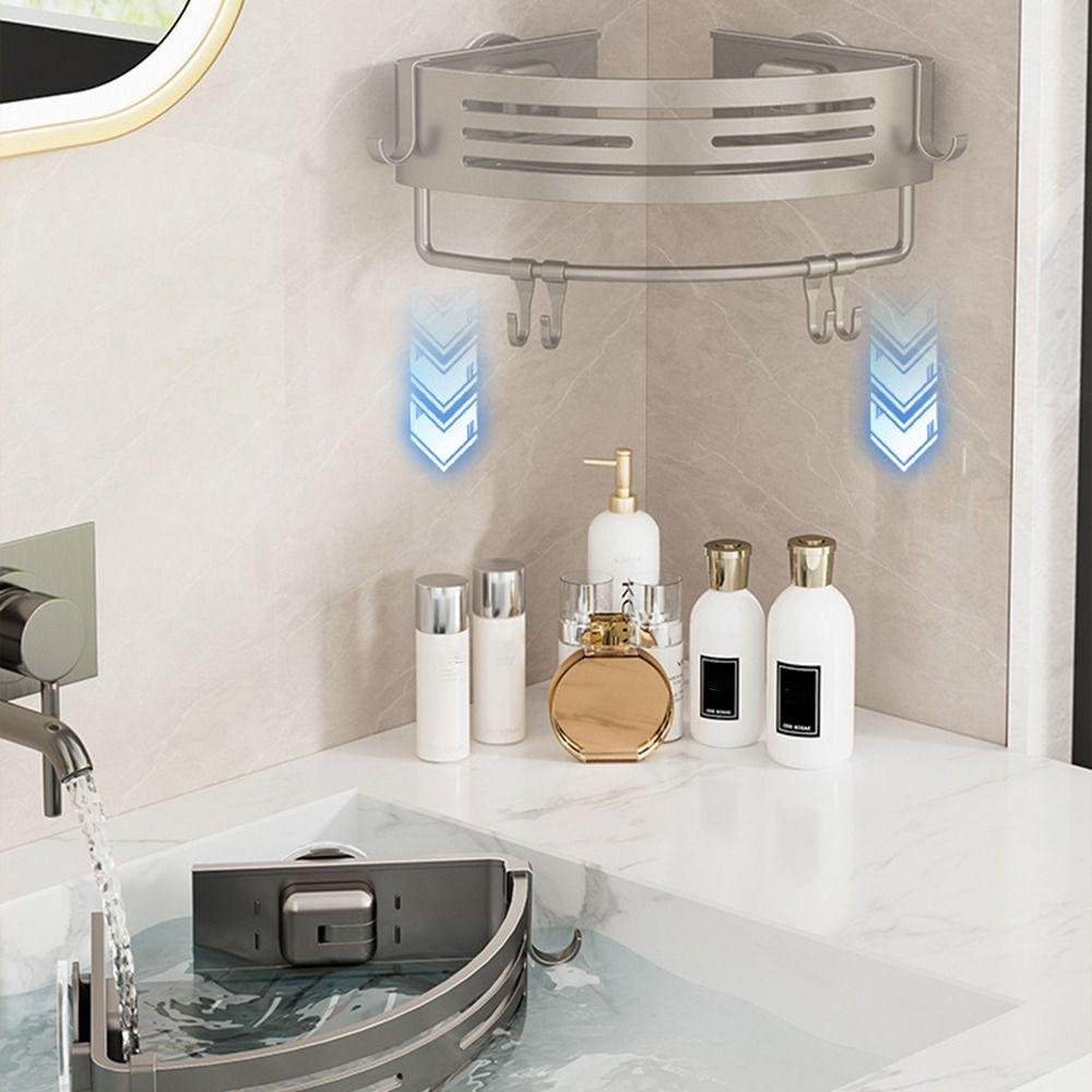 Practical Shower Storage Rack Triangle Corner Shower Rack Suction Cup Bathroom Shelves  Household