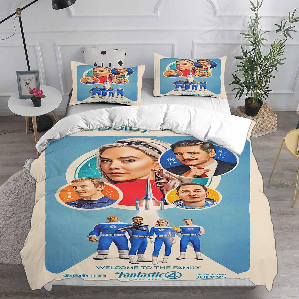 3D printing Cover Duvet Movie Fantastic Four Bedding Sets Comforter Quilt Cover Pillow 2-3 Pieces Sets Kids Adult Size EU Single(135*200cm)3pcs