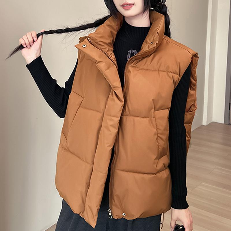 Fashion Winter Warm Sleeveless Vest Woman Outerwears Stand Collar Casual Thick Women's Jackets