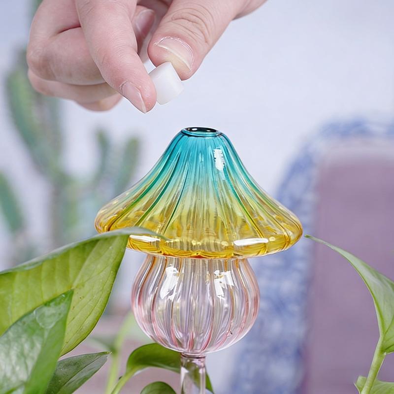 Glass Colored Mushroom Watering Plant Automatic Watering Device Flower Plant Water Dripper Infiltration Water Droplet Irrigation