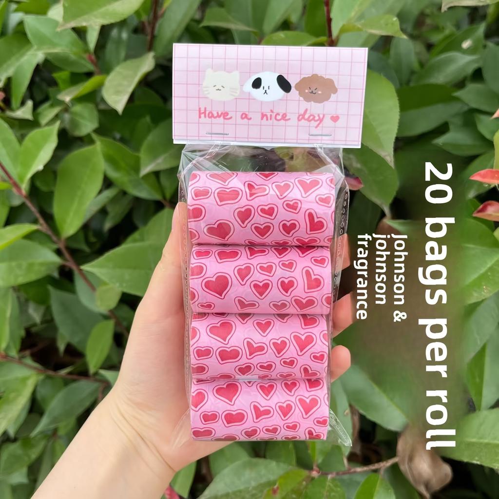 4 Rolls of 80 Thick Dog Feces Bags with Fragrance, Including Cute and Thick Dog Feces Bags, Feces Bags, and Feces Collection Bags