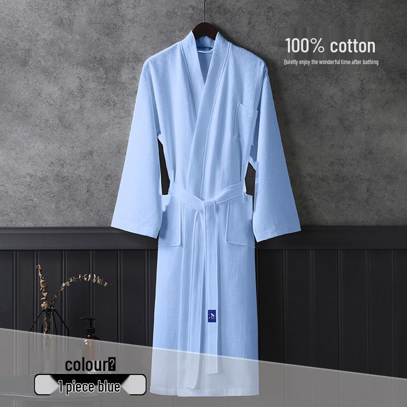 Unisex Quick-Dry Cotton Waffle Bathrobe - Ideal for Summer and Hotels