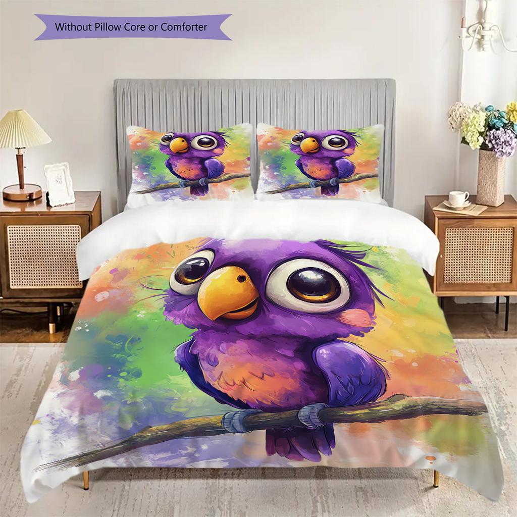 Parrot Pattern Bedding Quilt Set Quilt Cover Pillowcase Home Decoration Birthday Gift (1 * duvet cover + 2 * pillowcase, without core)