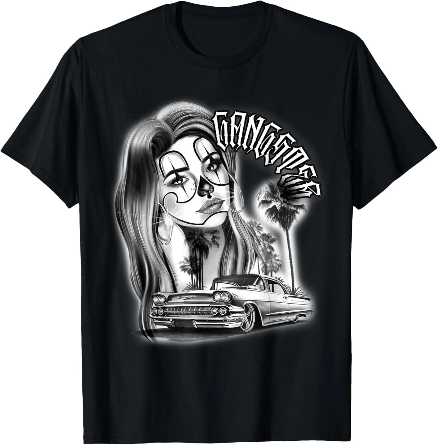 Clown Girl Payasa x Chicano Low Rider Gangster Blackwork T- Shirt M